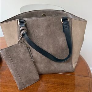 Women's Two-Tone Taupe Purse/Tote Bag